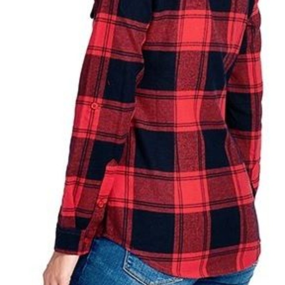 Red Buffalo Plaid Flannel Long Sleeve Button Shirt - Picture 7 of 7